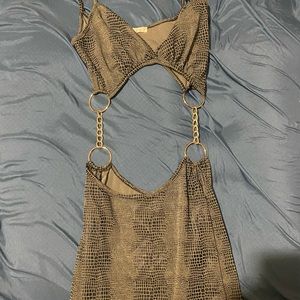 2 Piece Alligator skin print dress with gold chains